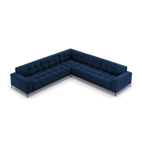 Mamaia 5-Sitzer Ecksofa symmetrisch, Metallbeine Schwarz, mit Bezug aus Samt (Blu86) in Königsblau, 256x256 cm – Bild 4