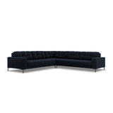 Mamaia 5-Sitzer Ecksofa symmetrisch, Metallbeine Schwarz, mit Bezug aus Samt (Blu89) in Dunkelblau, 256x256 cm – Bild 1