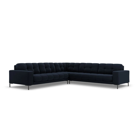 Mamaia 5-Sitzer Ecksofa symmetrisch, Metallbeine Schwarz, mit Bezug aus Samt (Blu89) in Dunkelblau, 256x256 cm – Bild 1