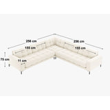 Mamaia 5-Sitzer Ecksofa symmetrisch, Metallbeine Schwarz, mit Bezug aus Samt (Blu89) in Dunkelblau, 256x256 cm – Bild 3