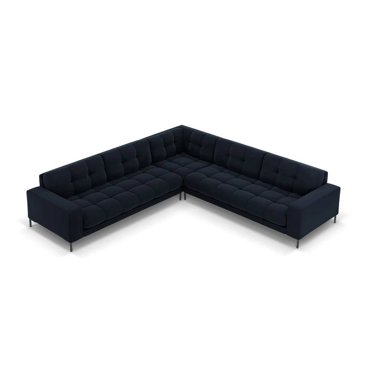 Mamaia 5-Sitzer Ecksofa symmetrisch, Metallbeine Schwarz, mit Bezug aus Samt (Blu89) in Dunkelblau, 256x256 cm – Bild 4