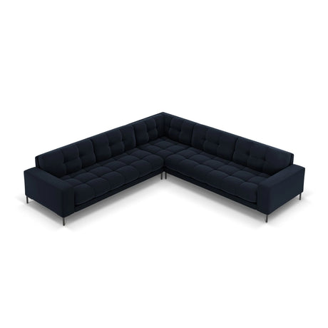 Mamaia 5-Sitzer Ecksofa symmetrisch, Metallbeine Schwarz, mit Bezug aus Samt (Blu89) in Dunkelblau, 256x256 cm – Bild 4