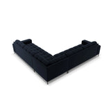 Mamaia 5-Sitzer Ecksofa symmetrisch, Metallbeine Schwarz, mit Bezug aus Samt (Blu89) in Dunkelblau, 256x256 cm – Bild 5