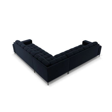Mamaia 5-Sitzer Ecksofa symmetrisch, Metallbeine Schwarz, mit Bezug aus Samt (Blu89) in Dunkelblau, 256x256 cm – Bild 5