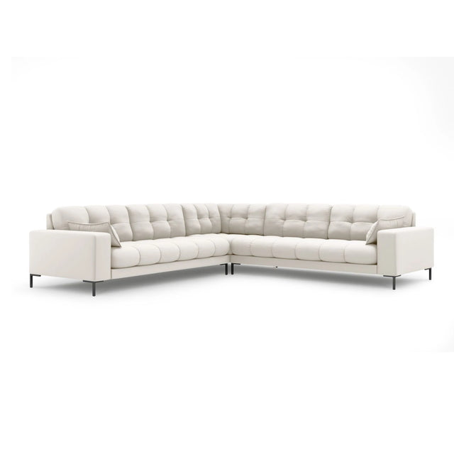 Mamaia 5-Sitzer Ecksofa symmetrisch, Metallbeine Schwarz, mit Bezug aus Samt oder Strukturstoff, 256x256 cm – Bild 1