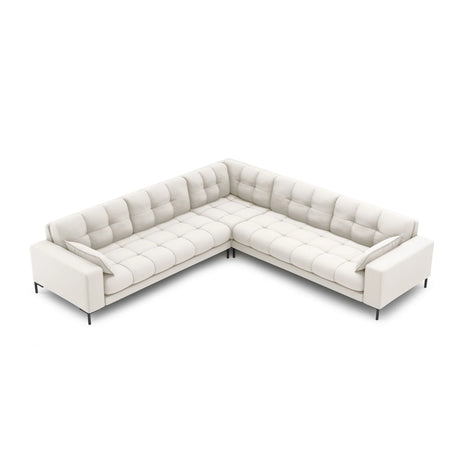 Mamaia 5-Sitzer Ecksofa symmetrisch, Metallbeine Schwarz, mit Bezug aus Samt oder Strukturstoff, 256x256 cm – Bild 3