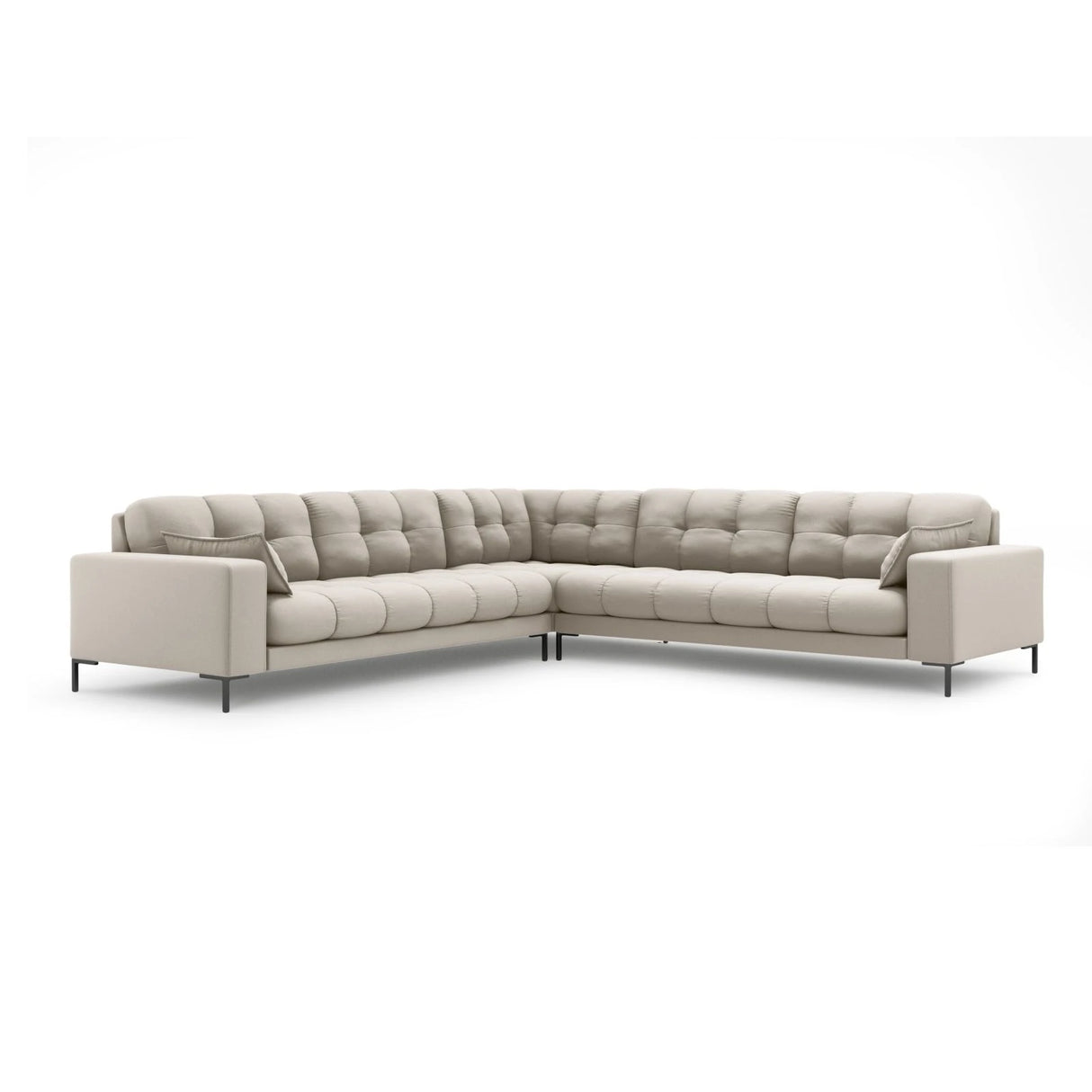 Mamaia 5-Sitzer Ecksofa symmetrisch, Metallbeine Schwarz, mit Bezug aus Strukturierter Stoff (Nev04) in Beige, 256x256 cm – Bild 1