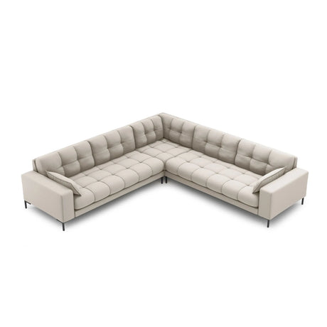 Mamaia 5-Sitzer Ecksofa symmetrisch, Metallbeine Schwarz, mit Bezug aus Strukturierter Stoff (Nev04) in Beige, 256x256 cm – Bild 3