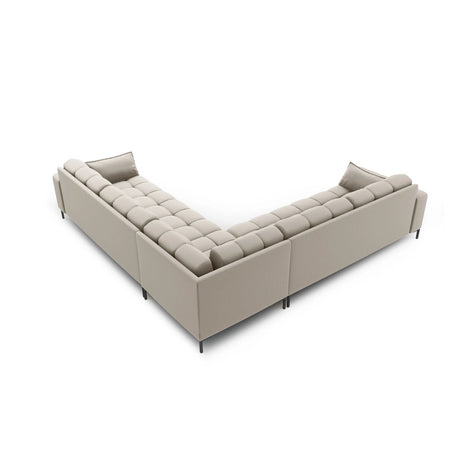 Mamaia 5-Sitzer Ecksofa symmetrisch, Metallbeine Schwarz, mit Bezug aus Strukturierter Stoff (Nev04) in Beige, 256x256 cm – Bild 4