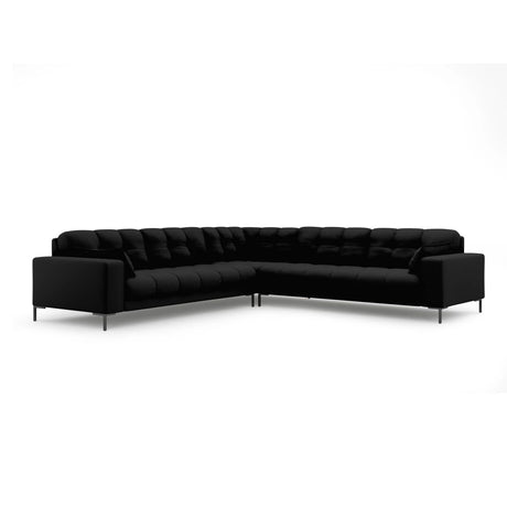 Mamaia 5-Sitzer Ecksofa symmetrisch, Metallbeine Schwarz, mit Bezug aus Strukturierter Stoff (Nev100) in Schwarz, 256x256 cm – Bild 1