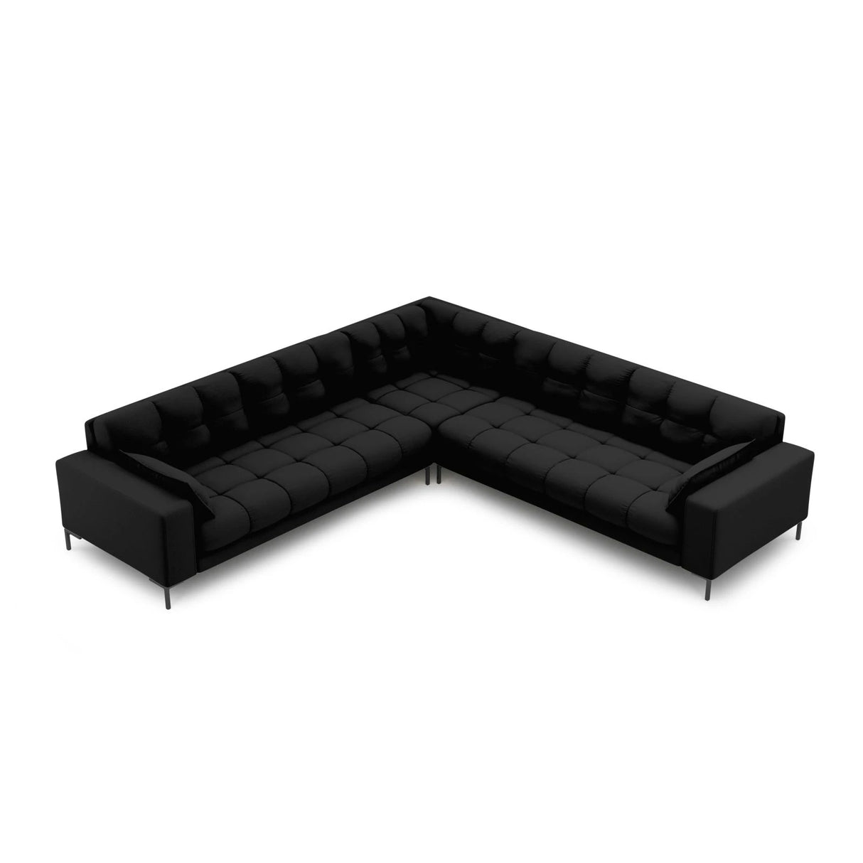 Mamaia 5-Sitzer Ecksofa symmetrisch, Metallbeine Schwarz, mit Bezug aus Strukturierter Stoff (Nev100) in Schwarz, 256x256 cm – Bild 3