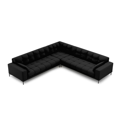 Mamaia 5-Sitzer Ecksofa symmetrisch, Metallbeine Schwarz, mit Bezug aus Strukturierter Stoff (Nev100) in Schwarz, 256x256 cm – Bild 3