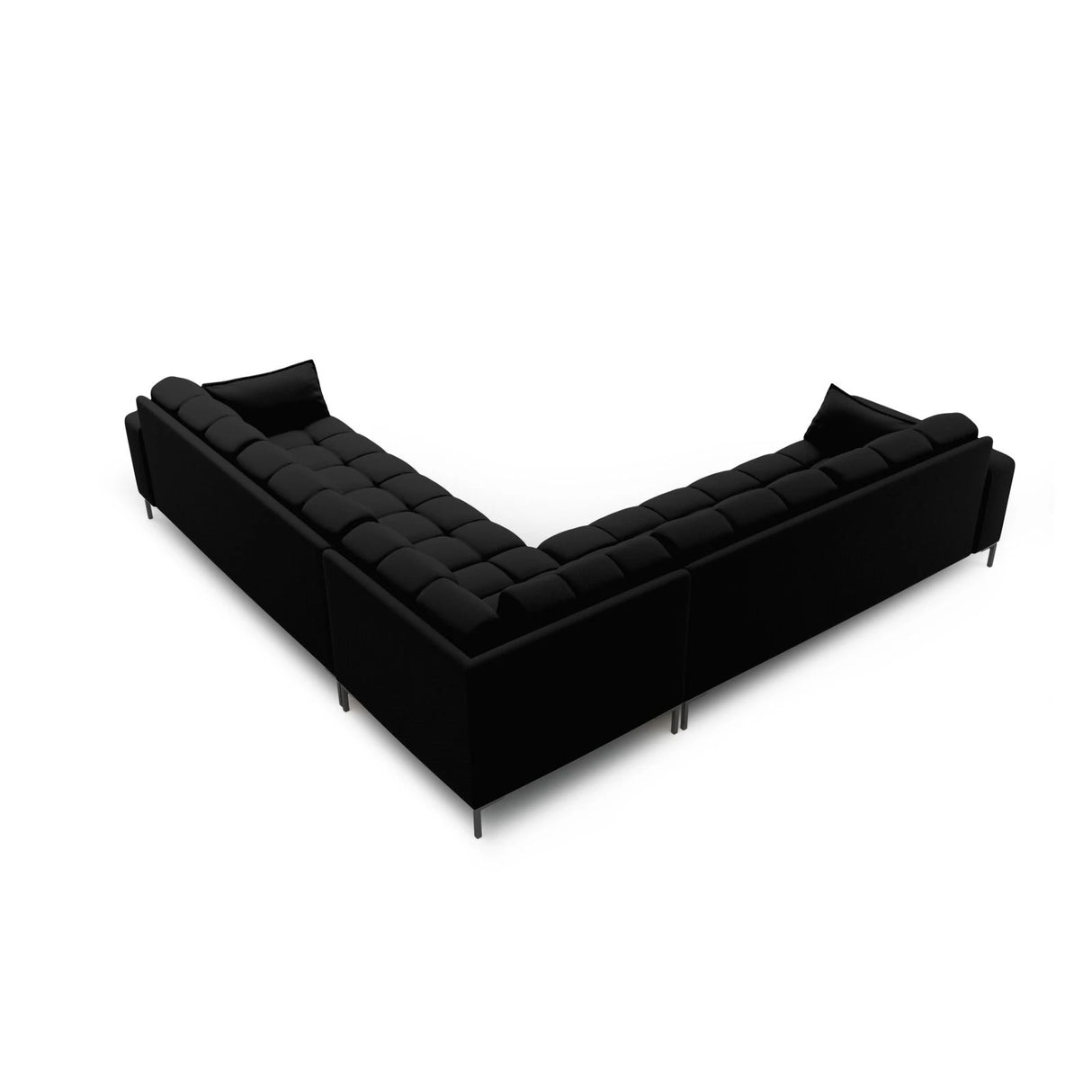 Mamaia 5-Sitzer Ecksofa symmetrisch, Metallbeine Schwarz, mit Bezug aus Strukturierter Stoff (Nev100) in Schwarz, 256x256 cm – Bild 4