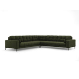 Mamaia 5-Sitzer Ecksofa symmetrisch, Metallbeine Schwarz, mit Bezug aus Strukturierter Stoff (Nev39) in Grün, 256x256 cm – Bild 1