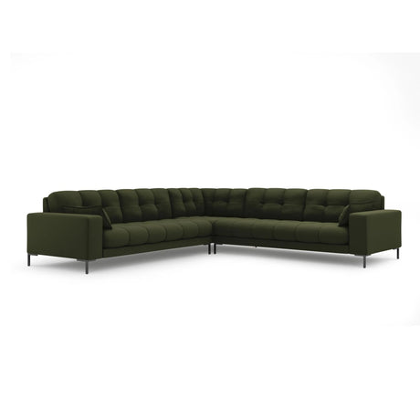 Mamaia 5-Sitzer Ecksofa symmetrisch, Metallbeine Schwarz, mit Bezug aus Strukturierter Stoff (Nev39) in Grün, 256x256 cm – Bild 1