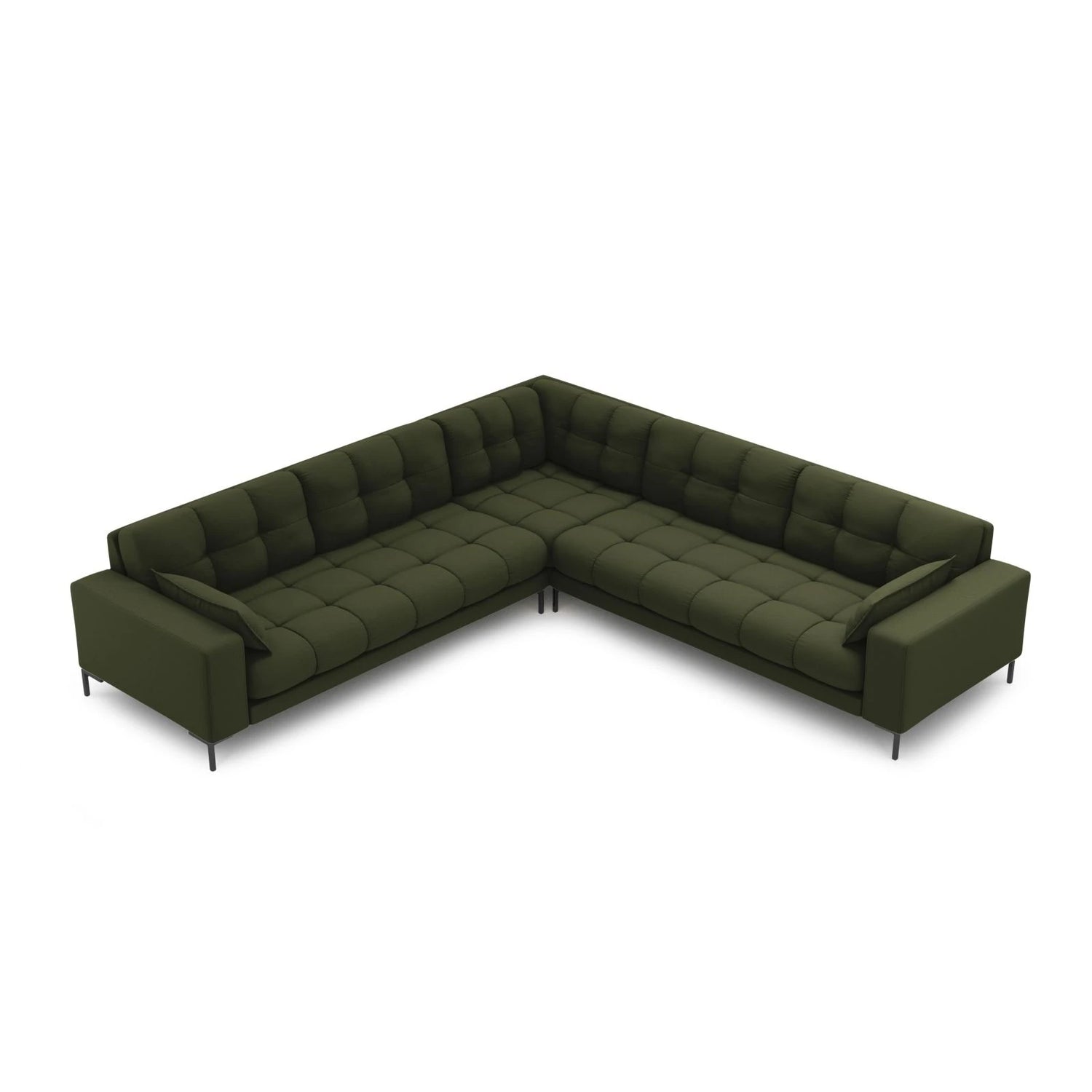 Mamaia 5-Sitzer Ecksofa symmetrisch, Metallbeine Schwarz, mit Bezug aus Strukturierter Stoff (Nev39) in Grün, 256x256 cm – Bild 3