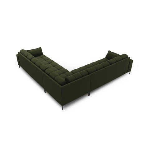 Mamaia 5-Sitzer Ecksofa symmetrisch, Metallbeine Schwarz, mit Bezug aus Strukturierter Stoff (Nev39) in Grün, 256x256 cm – Bild 4