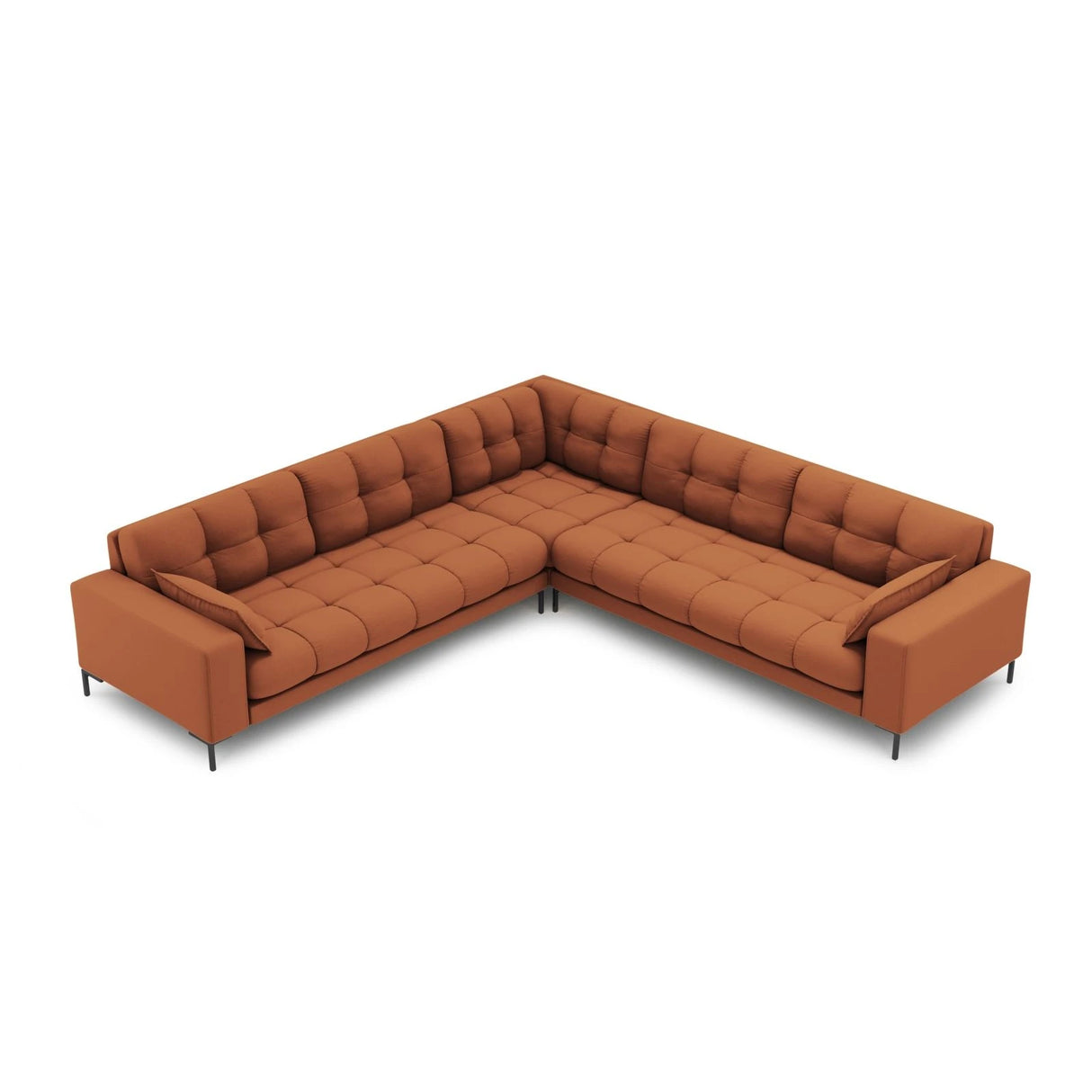 Mamaia 5-Sitzer Ecksofa symmetrisch, Metallbeine Schwarz, mit Bezug aus Strukturierter Stoff (Nev52) in Ziegel, 256x256 cm – Bild 3