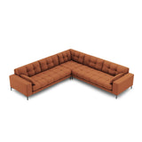 Mamaia 5-Sitzer Ecksofa symmetrisch, Metallbeine Schwarz, mit Bezug aus Strukturierter Stoff (Nev52) in Ziegel, 256x256 cm – Bild 3