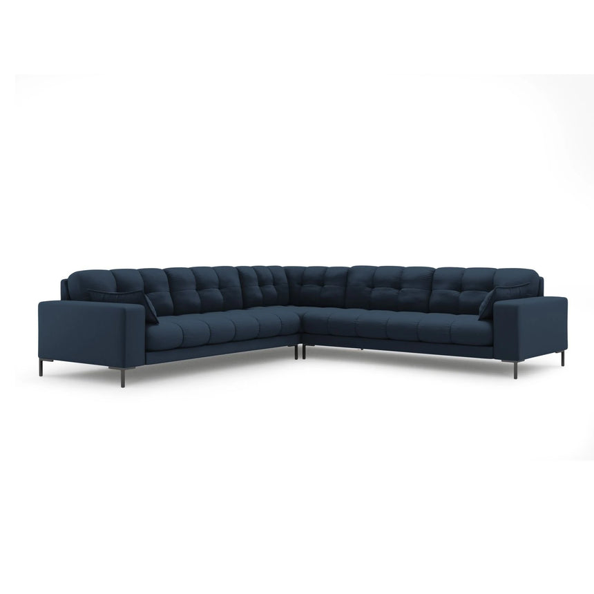 Mamaia 5-Sitzer Ecksofa symmetrisch, Metallbeine Schwarz, mit Bezug aus Strukturierter Stoff (Nev77) in Blau, 256x256 cm – Bild 1