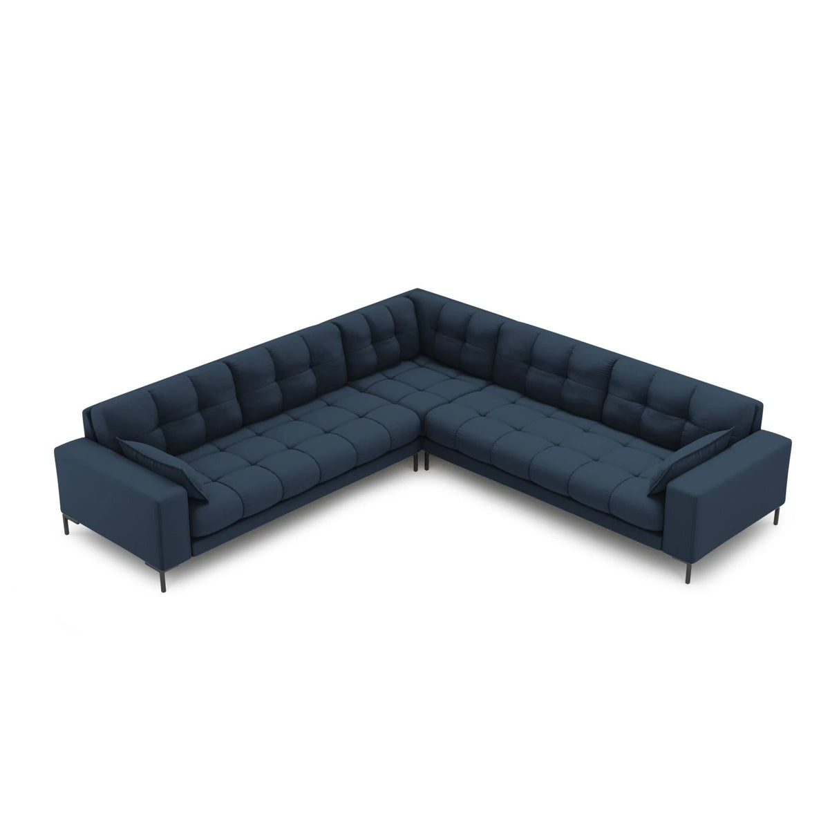 Mamaia 5-Sitzer Ecksofa symmetrisch, Metallbeine Schwarz, mit Bezug aus Strukturierter Stoff (Nev77) in Blau, 256x256 cm – Bild 3