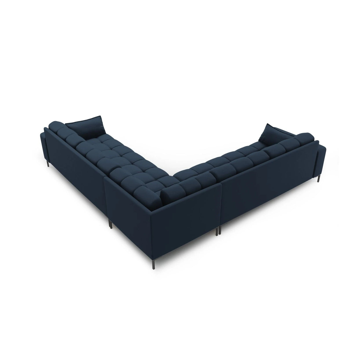 Mamaia 5-Sitzer Ecksofa symmetrisch, Metallbeine Schwarz, mit Bezug aus Strukturierter Stoff (Nev77) in Blau, 256x256 cm – Bild 4