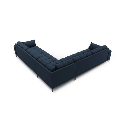 Mamaia 5-Sitzer Ecksofa symmetrisch, Metallbeine Schwarz, mit Bezug aus Strukturierter Stoff (Nev77) in Blau, 256x256 cm – Bild 4