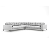 Mamaia 5-Sitzer Ecksofa symmetrisch, Metallbeine Schwarz, mit Bezug aus Strukturierter Stoff (Nev80) in Hellgrau, 256x256 cm – Bild 1