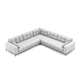 Mamaia 5-Sitzer Ecksofa symmetrisch, Metallbeine Schwarz, mit Bezug aus Strukturierter Stoff (Nev80) in Hellgrau, 256x256 cm – Bild 3