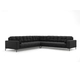 Mamaia 5-Sitzer Ecksofa symmetrisch, Metallbeine Schwarz, mit Bezug aus Strukturierter Stoff (Nev97) in Dunkelgrau, 256x256 cm – Bild 1