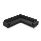 Mamaia 5-Sitzer Ecksofa symmetrisch, Metallbeine Schwarz, mit Bezug aus Strukturierter Stoff (Nev97) in Dunkelgrau, 256x256 cm – Bild 3