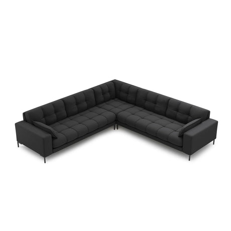 Mamaia 5-Sitzer Ecksofa symmetrisch, Metallbeine Schwarz, mit Bezug aus Strukturierter Stoff (Nev97) in Dunkelgrau, 256x256 cm – Bild 3