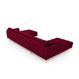 Mamaia 6-Sitzer Panorama-Sofa symmetrisch, Beine Goldmetall, mit Bezug aus Samt (Blu59) in Rot, 383x185 cm – Bild 6