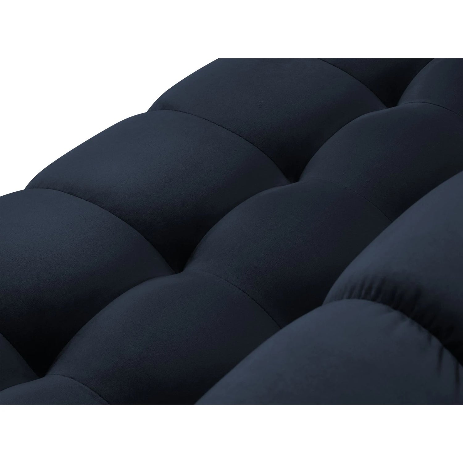 Mamaia 6-Sitzer Panorama-Sofa symmetrisch, Beine Goldmetall, mit Bezug aus Samt (Blu89) in Dunkelblau, 383x185 cm – Bild 7