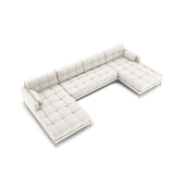 Mamaia 6-Sitzer Panorama-Sofa symmetrisch, Beine Goldmetall, mit Bezug aus Samt oder Strukturstoff, 383x185 cm – Bild 3