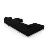 Mamaia 6-Sitzer Panorama-Sofa symmetrisch, Metallbeine Schwarz, mit Bezug aus Samt (Blu19) in Schwarz, 383x185 cm – Bild 6