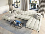 Mamaia 6-Sitzer Panorama-Sofa symmetrisch, Metallbeine Schwarz, mit Bezug aus Samt (Blu22) in Leichtes Beige, 383x185 cm – Bild 2