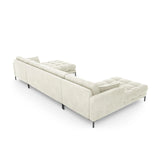 Mamaia 6-Sitzer Panorama-Sofa symmetrisch, Metallbeine Schwarz, mit Bezug aus Samt (Blu22) in Leichtes Beige, 383x185 cm – Bild 6
