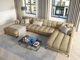 Mamaia 6-Sitzer Panorama-Sofa symmetrisch, Metallbeine Schwarz, mit Bezug aus Samt (Blu28) in Beige, 383x185 cm – Bild 2