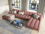 Mamaia 6-Sitzer Panorama-Sofa symmetrisch, Metallbeine Schwarz, mit Bezug aus Samt (Blu52) in Rosa, 383x185 cm – Bild 2