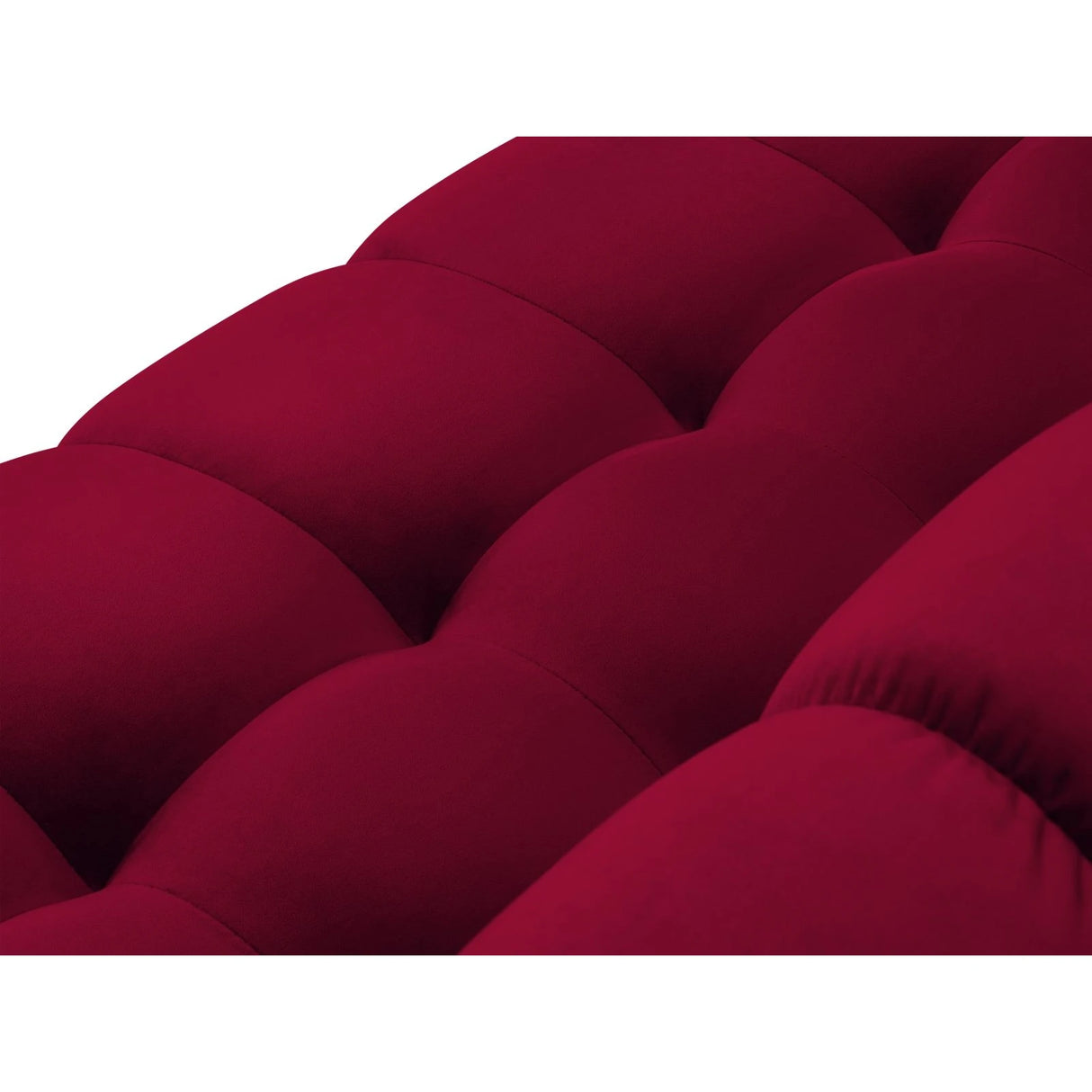 Mamaia 6-Sitzer Panorama-Sofa symmetrisch, Metallbeine Schwarz, mit Bezug aus Samt (Blu59) in Rot, 383x185 cm – Bild 7