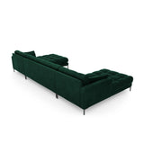 Mamaia 6-Sitzer Panorama-Sofa symmetrisch, Metallbeine Schwarz, mit Bezug aus Samt (Blu78) in Flaschengrün, 383x185 cm – Bild 6