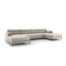 Mamaia 6-Sitzer Panorama-Sofa symmetrisch, Metallbeine Schwarz, mit Bezug aus Strukturierter Stoff (Nev04) in Beige, 383x185 cm – Bild 1