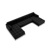 Mamaia 6-Sitzer Panorama-Sofa symmetrisch, Metallbeine Schwarz, mit Bezug aus Strukturierter Stoff (Nev100) in Schwarz, 383x185 cm – Bild 3