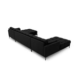 Mamaia 6-Sitzer Panorama-Sofa symmetrisch, Metallbeine Schwarz, mit Bezug aus Strukturierter Stoff (Nev100) in Schwarz, 383x185 cm – Bild 4