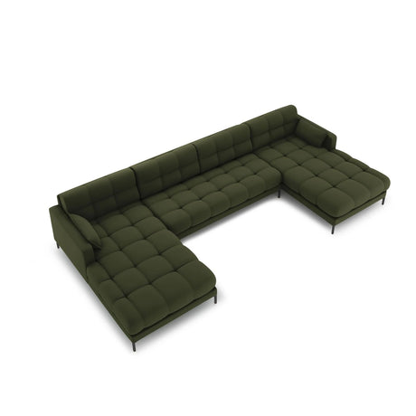 Mamaia 6-Sitzer Panorama-Sofa symmetrisch, Metallbeine Schwarz, mit Bezug aus Strukturierter Stoff (Nev39) in Grün, 383x185 cm – Bild 3