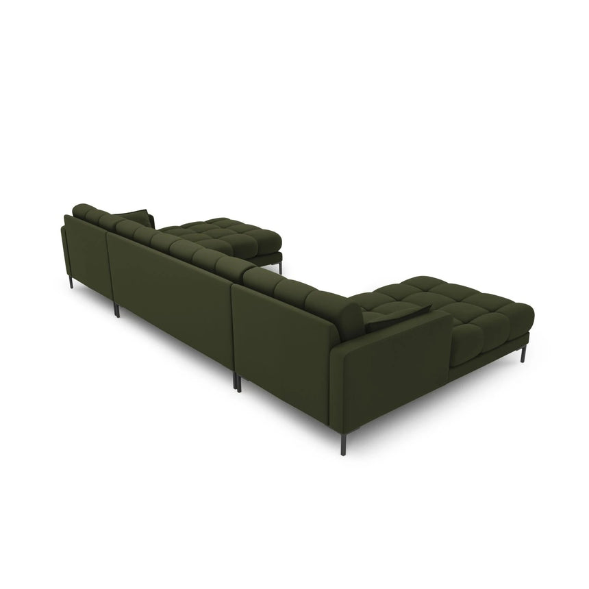 Mamaia 6-Sitzer Panorama-Sofa symmetrisch, Metallbeine Schwarz, mit Bezug aus Strukturierter Stoff (Nev39) in Grün, 383x185 cm – Bild 4