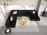 Mamaia 7-Sitzer Panorama-Ecksofa, Linke Seite, Beine Goldmetall, mit Bezug aus Samt (Blu19) in Schwarz, 327x256 cm – Bild 2
