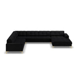 Mamaia 7-Sitzer Panorama-Ecksofa, Linke Seite, Beine Goldmetall, mit Bezug aus Samt (Blu19) in Schwarz, 327x256 cm – Bild 4