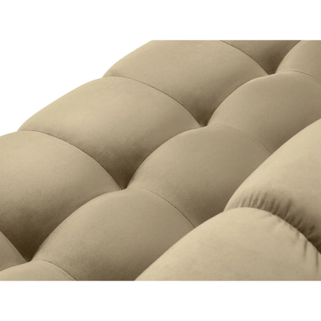 Mamaia 7-Sitzer Panorama-Ecksofa, Linke Seite, Beine Goldmetall, mit Bezug aus Samt (Blu28) in Beige, 327x256 cm – Bild 6